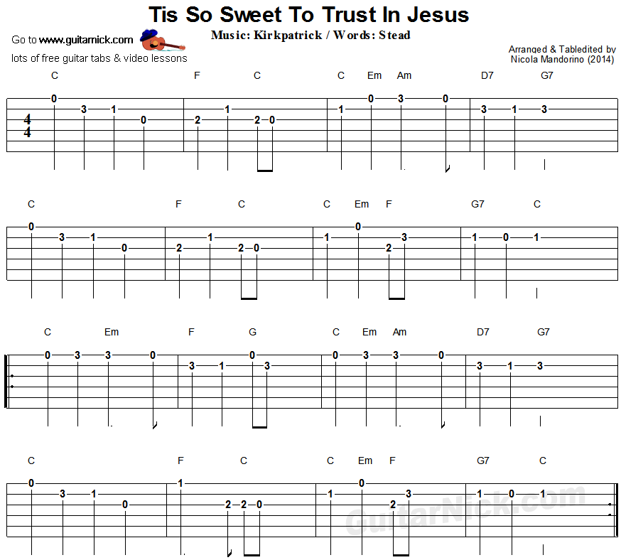 Tis So Sweet To Trust In Jesuse - easy guitar tab
