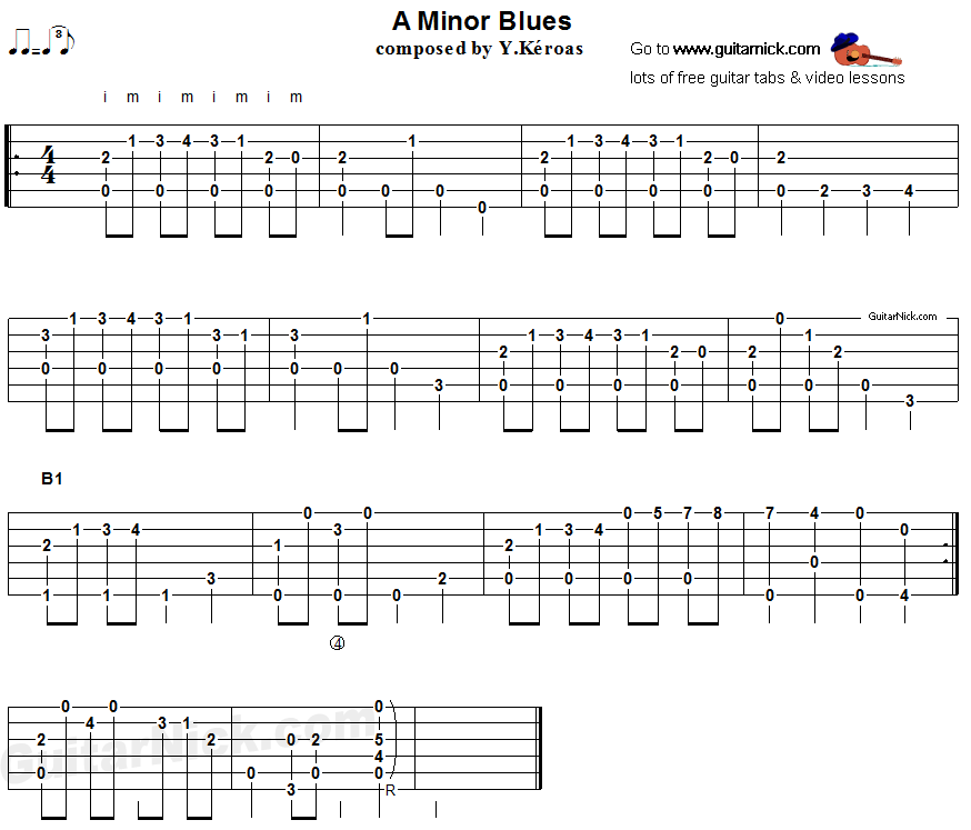 A Minor Blues - fingerstyle guitar tab