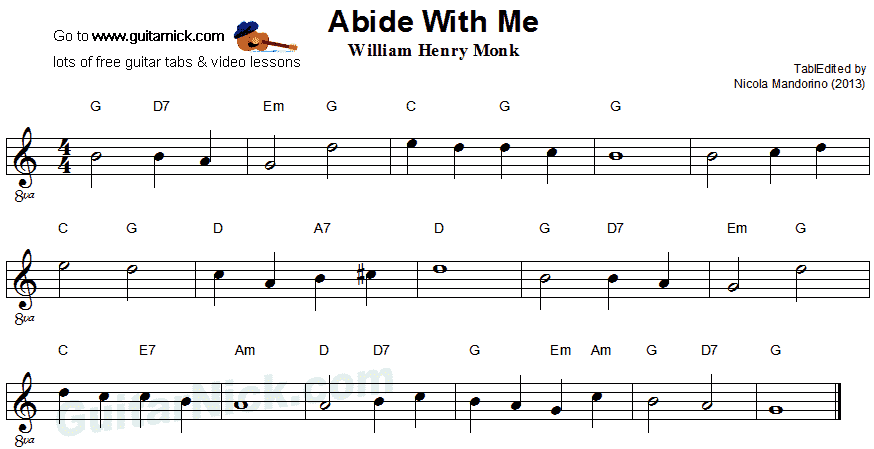 Abide With Me: easy guitar sheet music