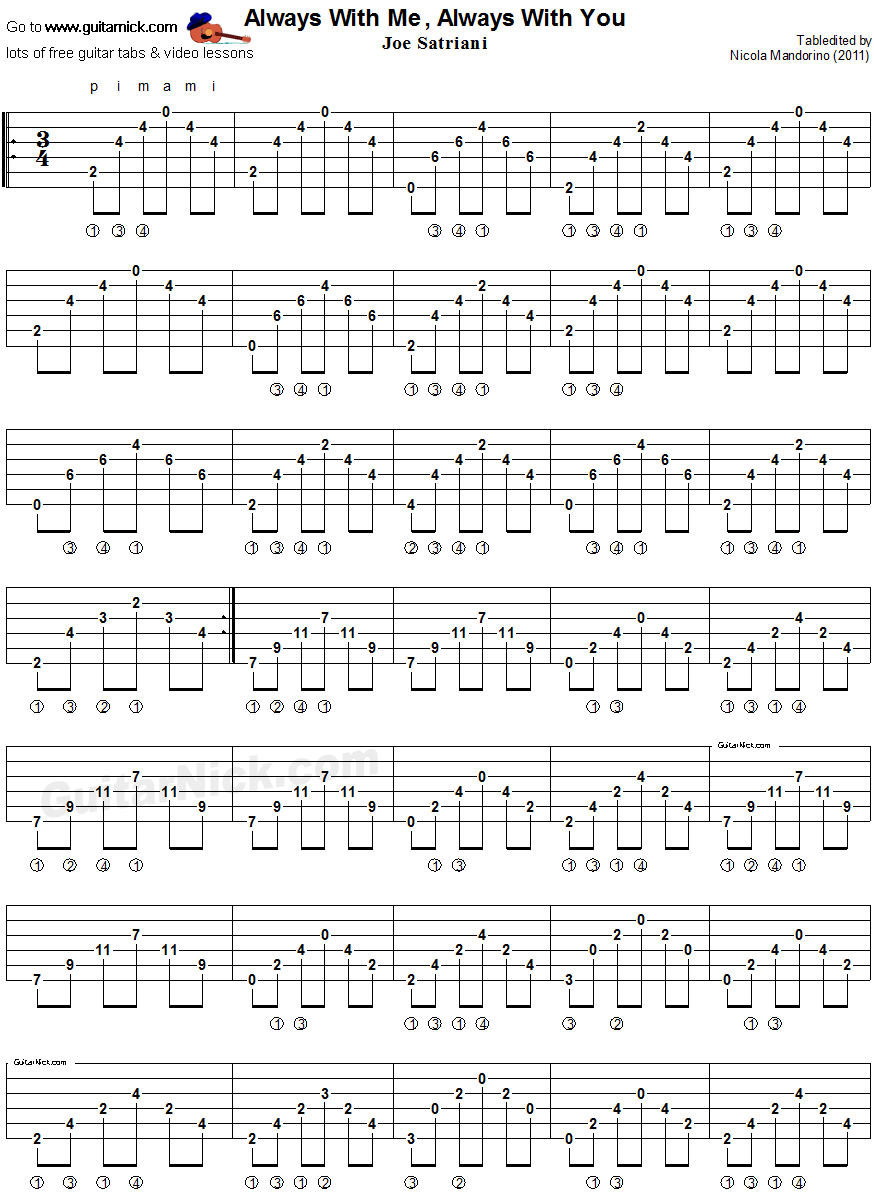 Always With Me, Always With You - fingerstyle guitar tablature 1
