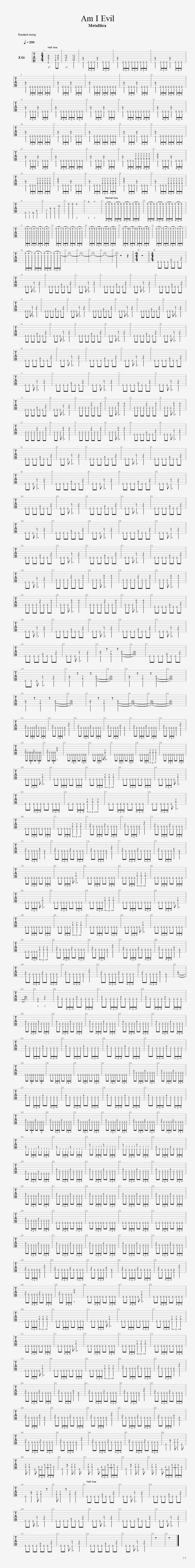 Am I Evil - guitar chords tab