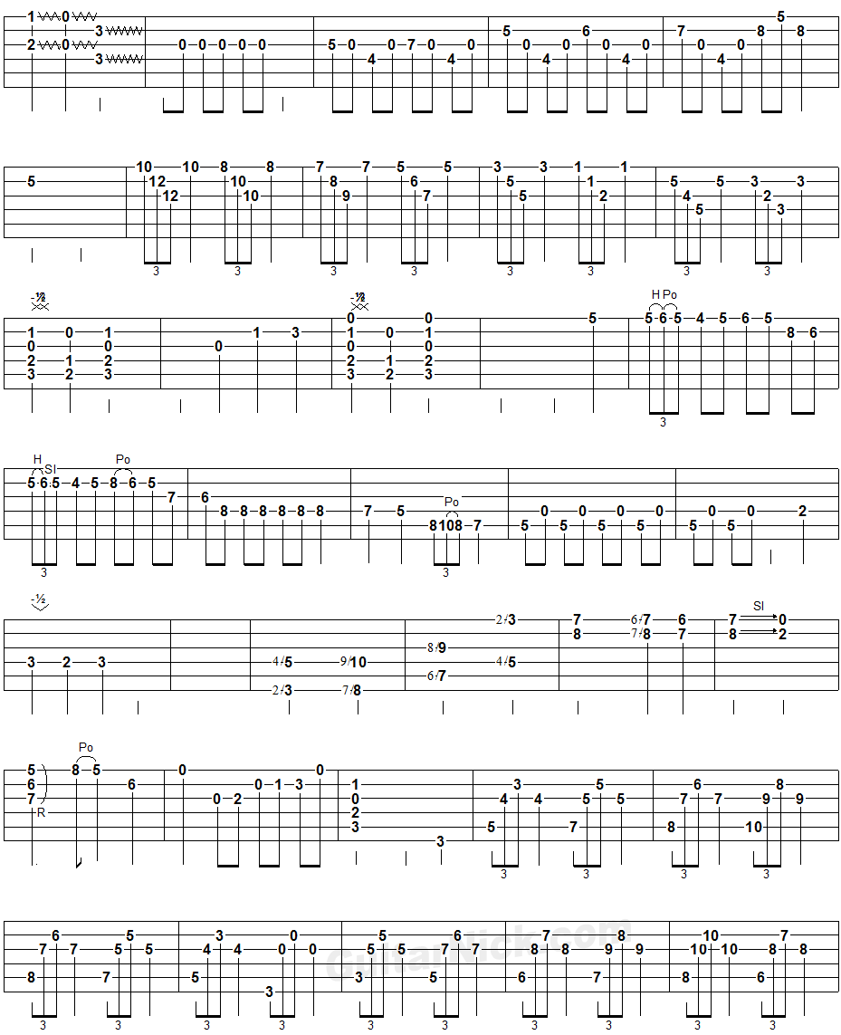 Avalon (Atkins) - fingerstyle guitar tablature 2 Avalon (Atkins) - fingerstyle guitar tablature 2