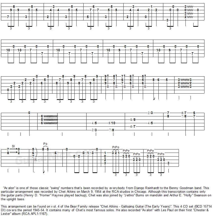 Avalon (Atkins) - fingerstyle guitar tablature 3 Avalon (Atkins) - fingerstyle guitar tablature 3