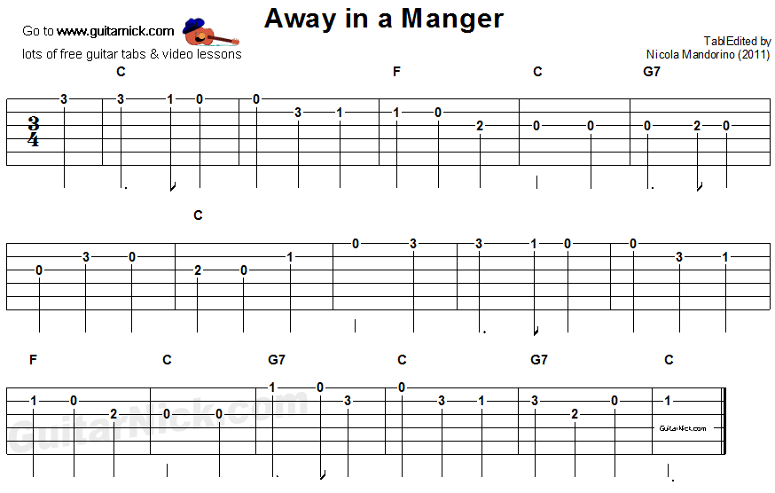 Away In A Manger -  guitar tablature