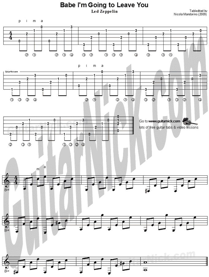  Babe I'm Gonna Leave You by Led Zeppelin | Guitar Sheet Music