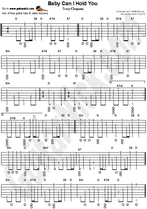 Baby Can I Hold You (Tracy Chapman) - fingerstyle guitar tab