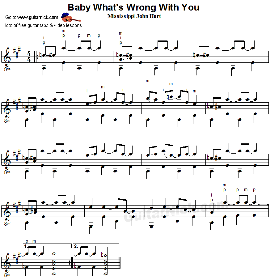 BABY WHAT'S WRONG WITH YOU: Fingerpicking Guitar sheet music