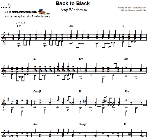 Back to Black by Amy Winehouse | Guitar Sheet Music