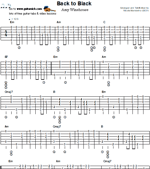 Back to Black by Amy Winehouse | Guitar Tab