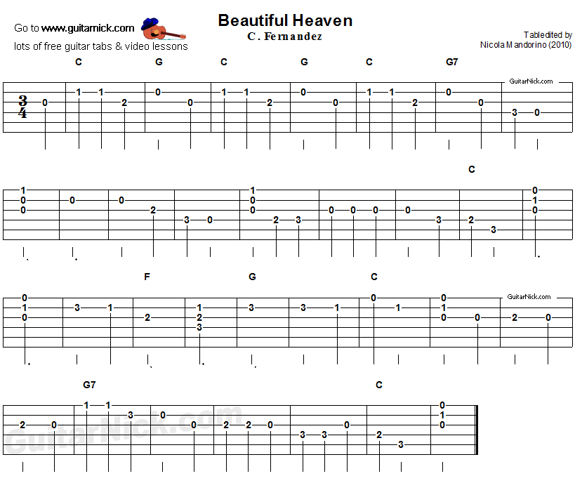 Beautiful Heaven (Cielito Lindo) - easy guitar tab