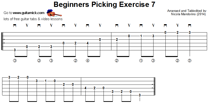 Beginners picking guitar lesson 7 - tablature