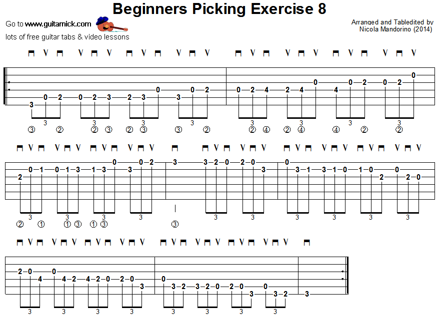 Beginners picking guitar lesson 8 - tablature