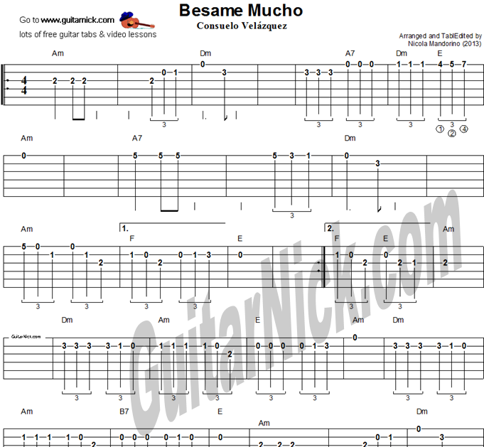 BESAME MUCHO | Guitar Tab