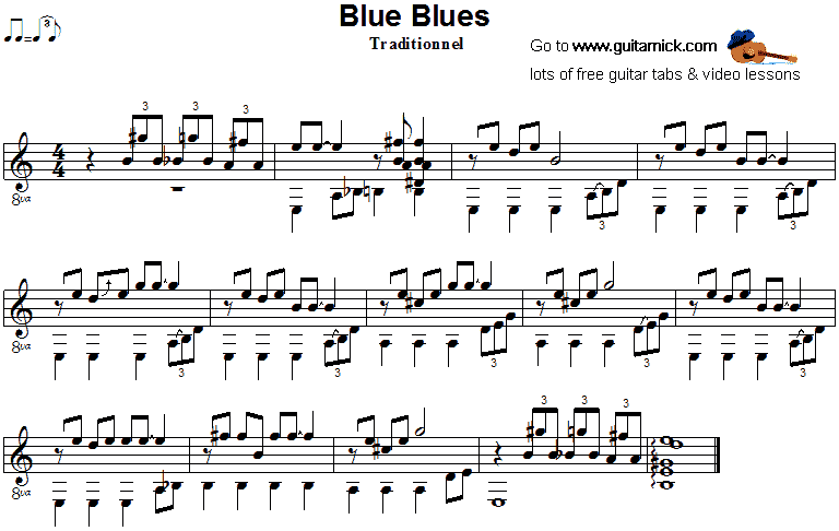 Blue Blues - fingerstyle guitar sheet music