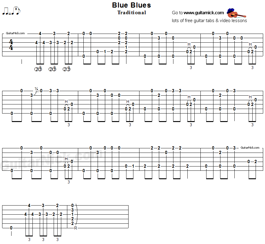 Blue Blues - fingerstyle guitar tab