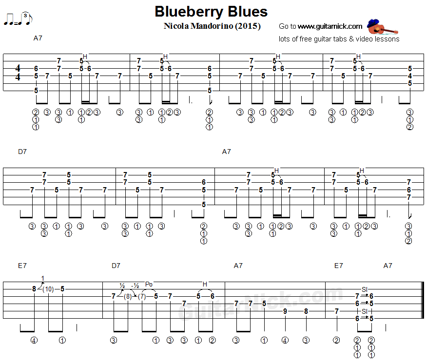 Blueberry Blues - fingerstyle guitar tablature