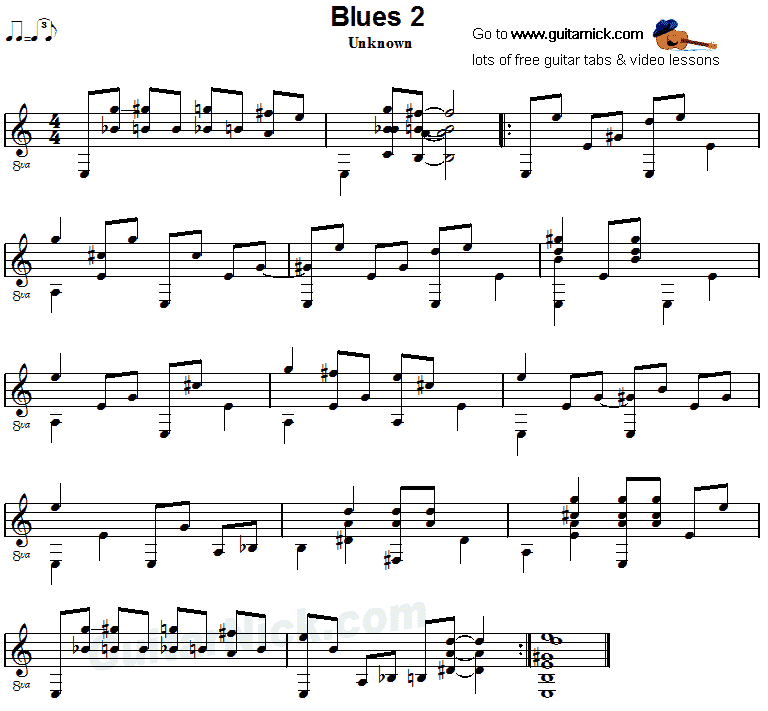Blues 2 - fingerstyle guitar sheet music