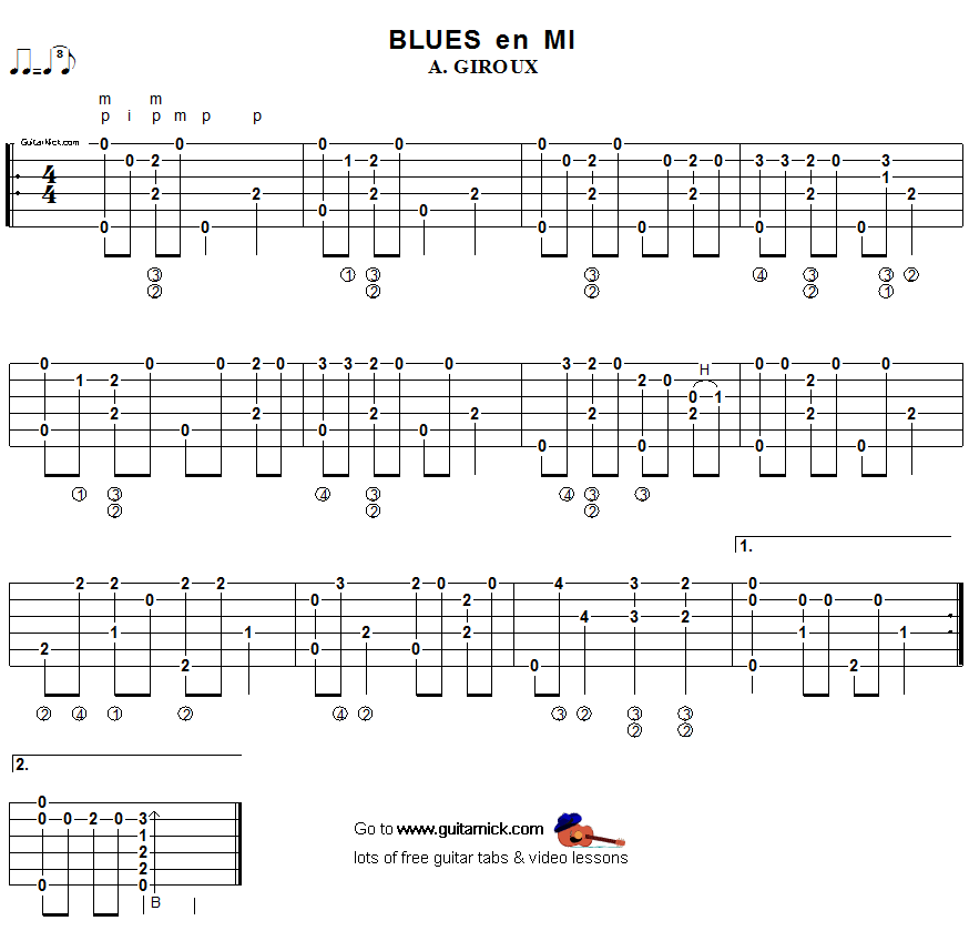 Blues En Mi - fingerstyle guitar tab