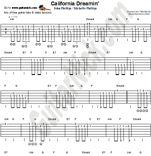 California Dreaming by The Mamas & the Papas | Easy Guitar Tab