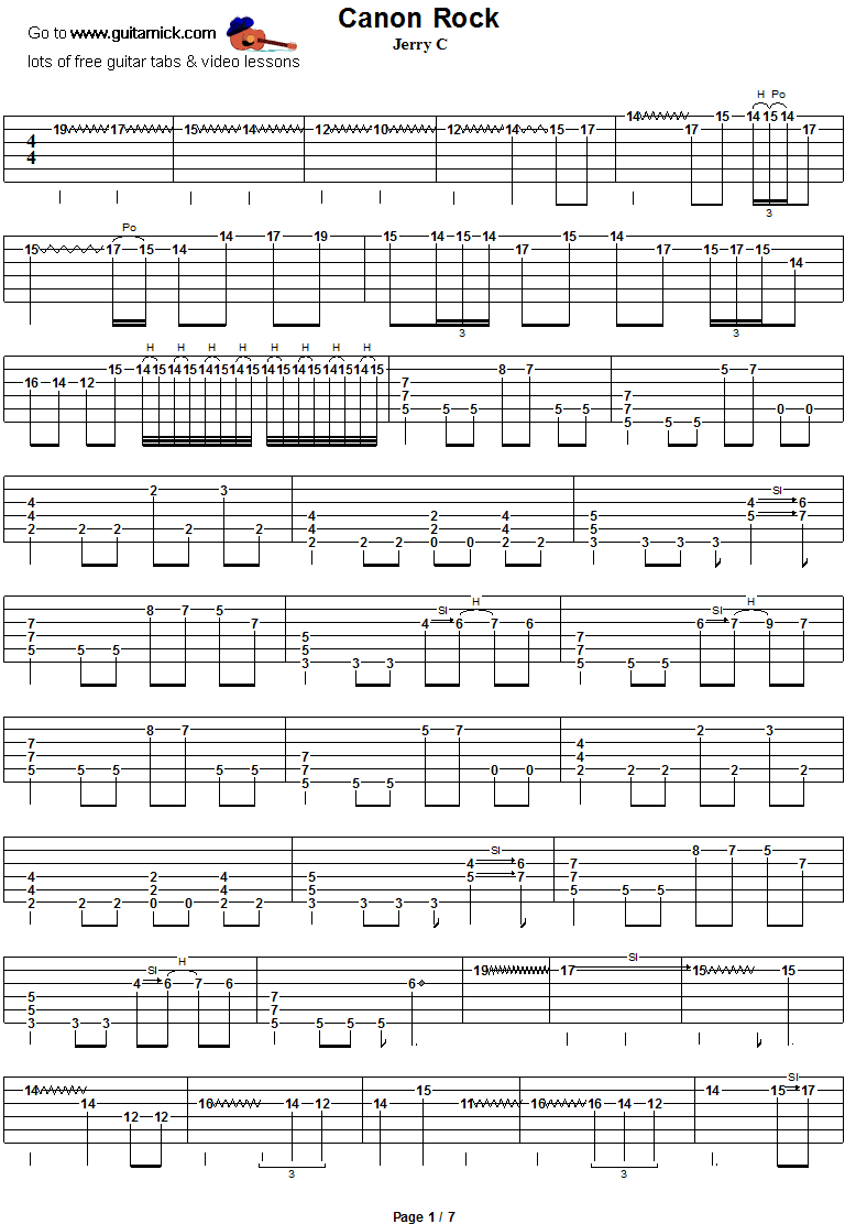 Canon Rock - guitar solo tab 1