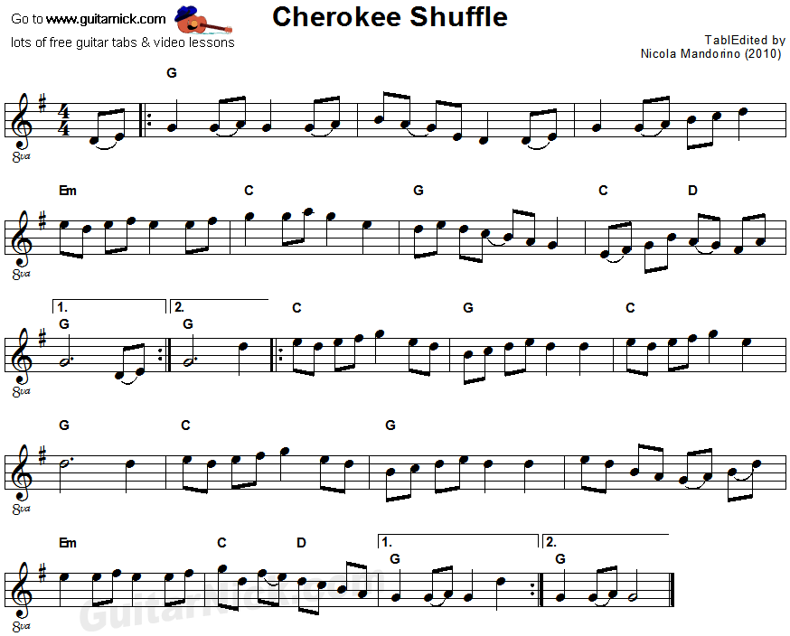 Cherokee Shuffle - guitar sheet