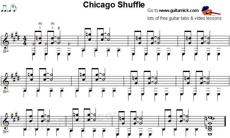 Chicago Shuffle - fingerstyle blues guitar sheet music
