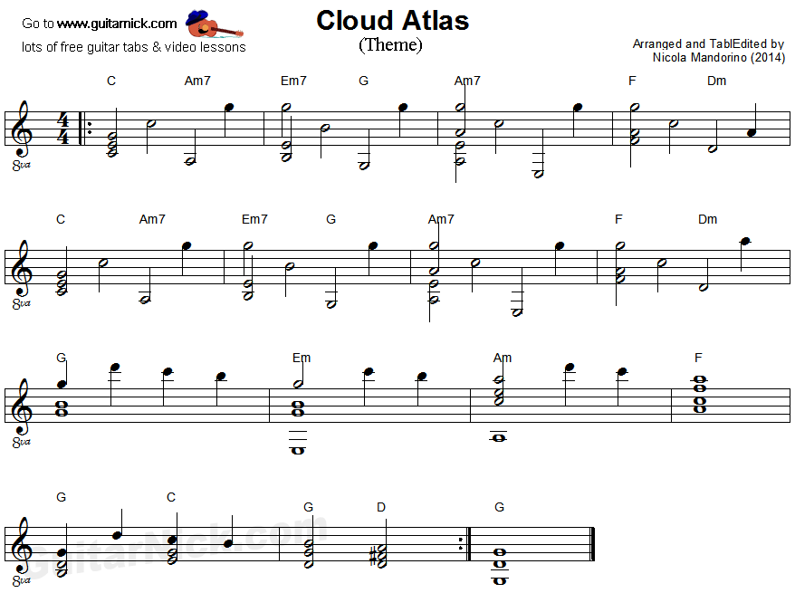 Cloud Atlas - fingerstyle guitar sheet music