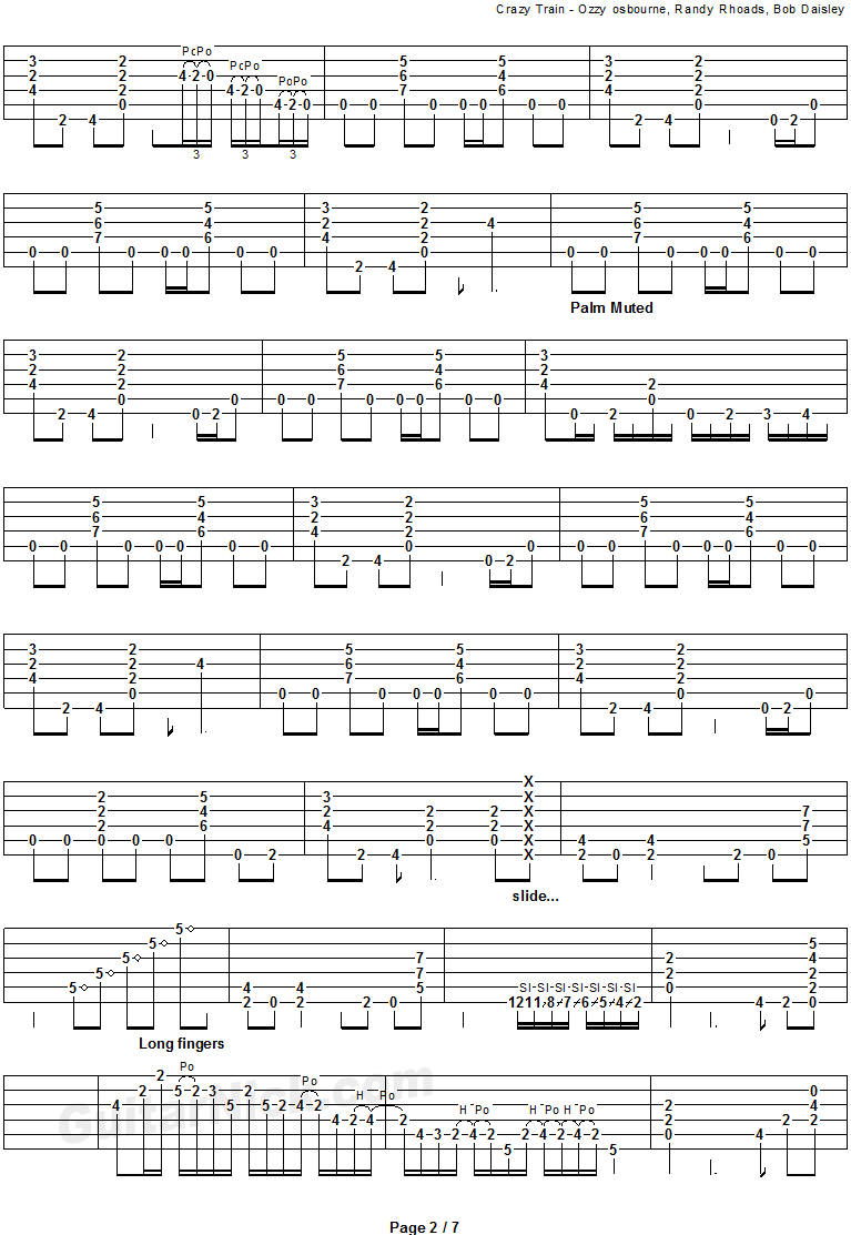 Crazy Train - guitar solo tab 2