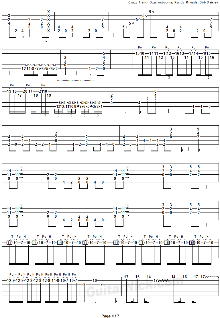 Crazy Train - guitar solo tab 4
