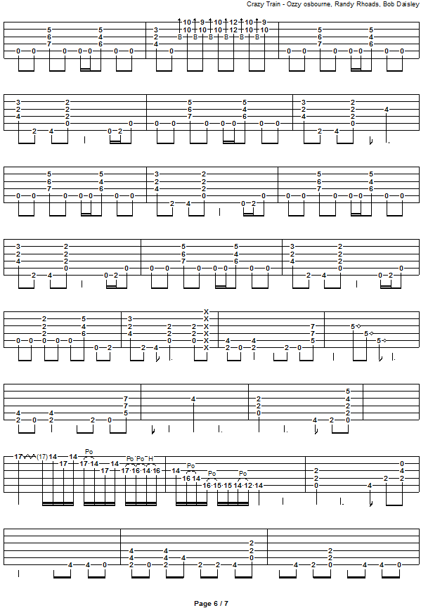 Crazy Train - guitar solo tab 6