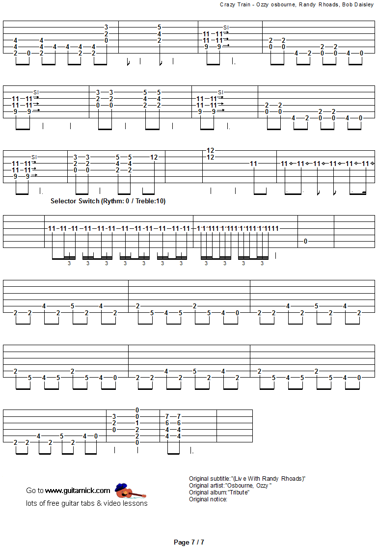 Crazy Train - guitar solo tab 7