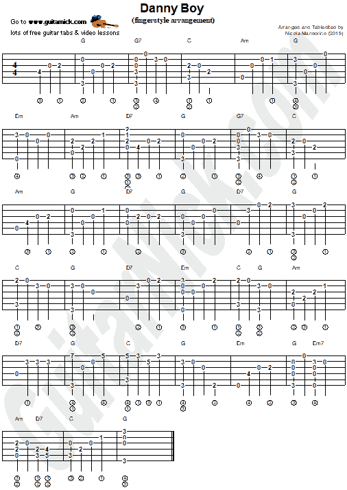 Danny Boy Lyrics And Easy Guitar Chords + Tab - Irish folk songs