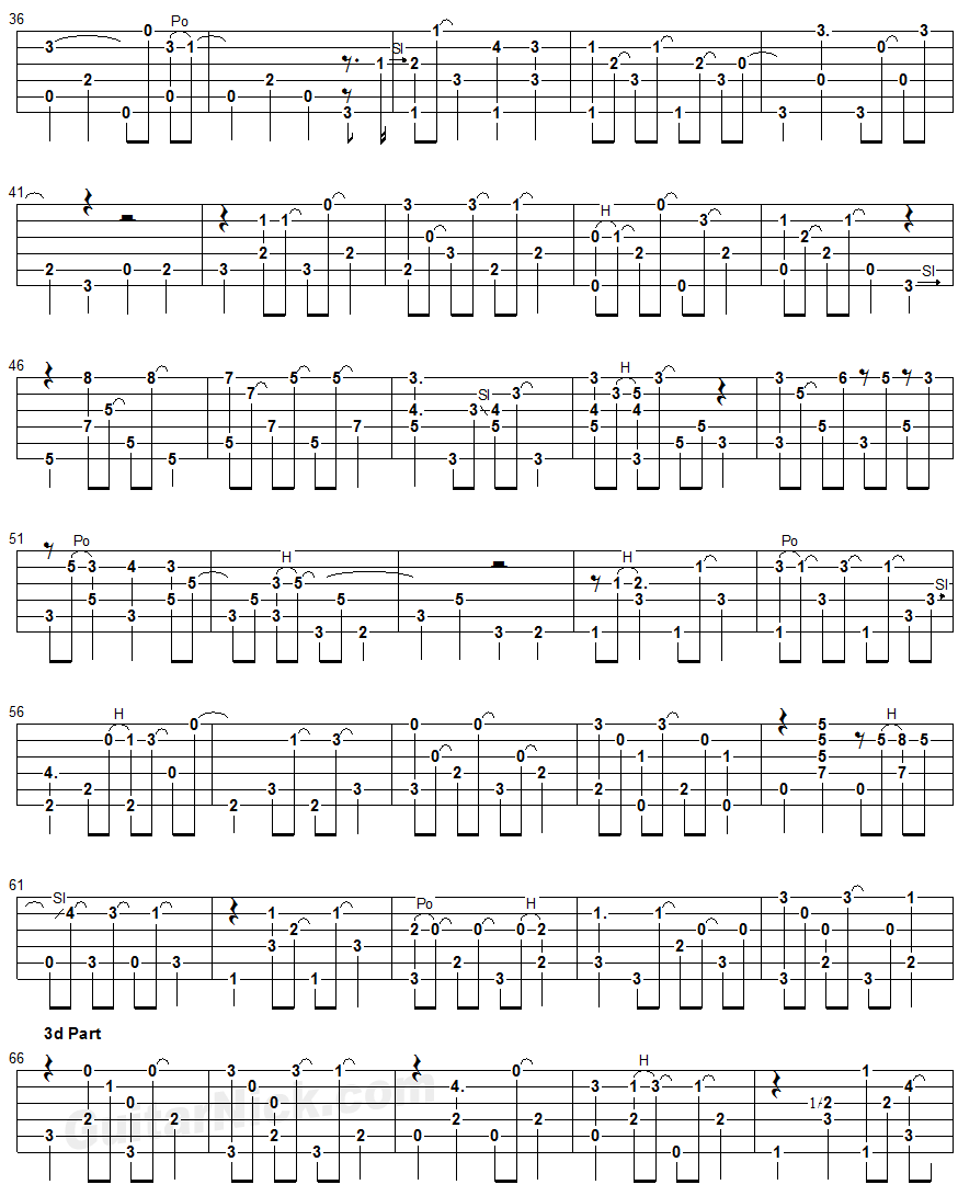 Don't Think Twice - fingerstyle guitar tab 2