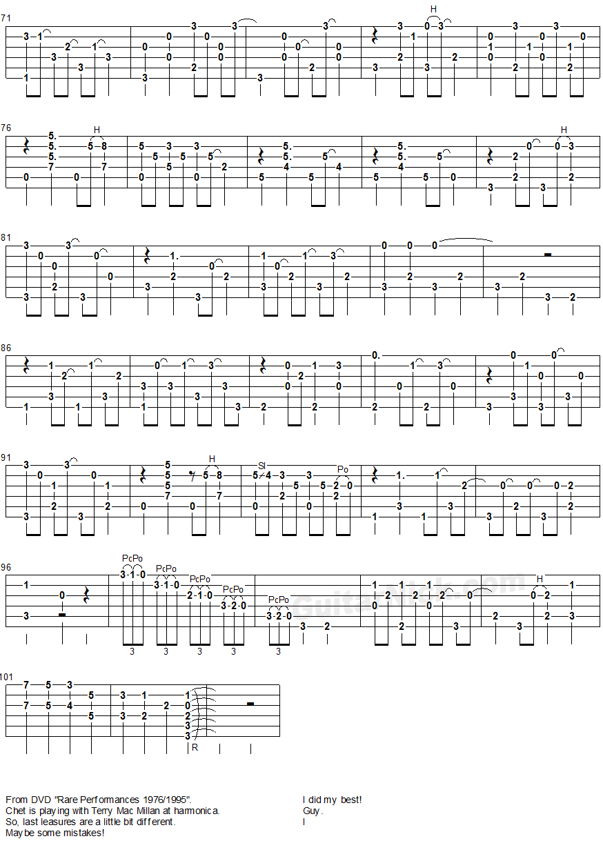 Don't Think Twice - fingerstyle guitar tab 3