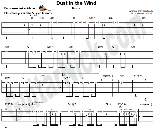 Dust In The Wind - Kansas | Easy Guitar Tab - Solo