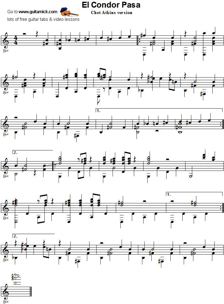 El Condor Pasa - Atkins guitar sheet music