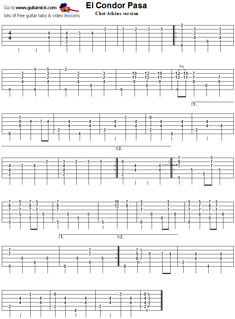 El Condor Pasa - Atkins guitar tab