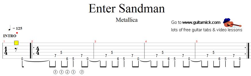 Enter Sandman - Metallica - guitar tab