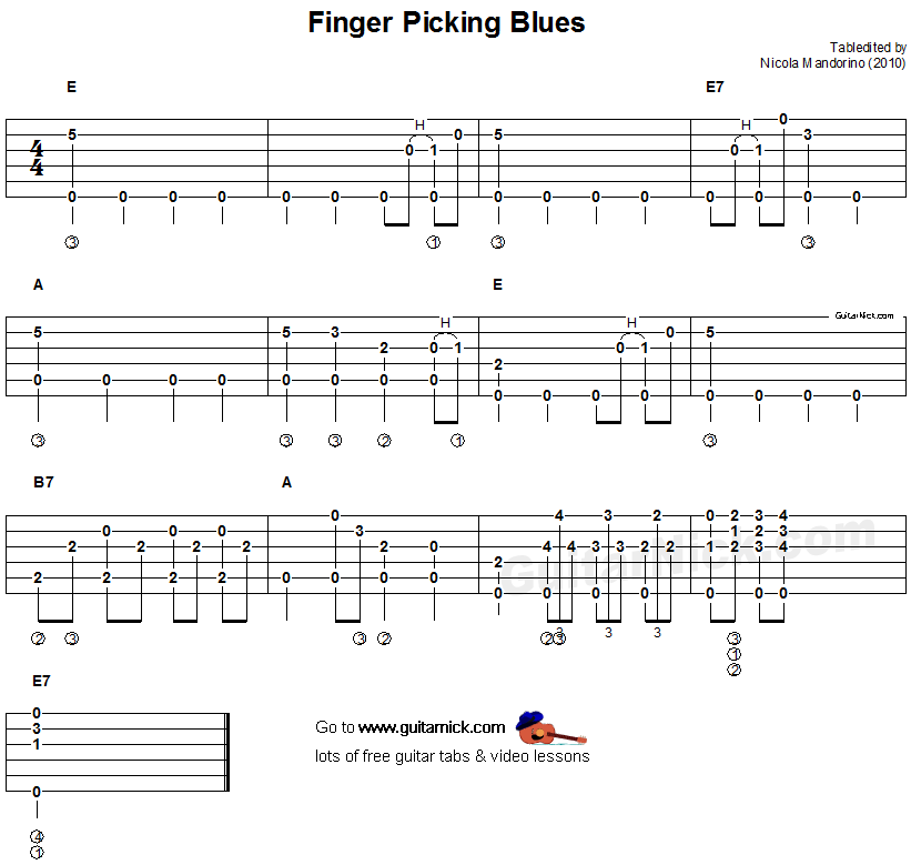 Fingerpicking Blues - fingerstyle guitar tab