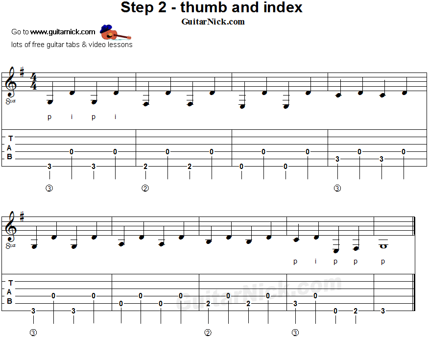 Fingerstyle guitar lesson - tablature 2