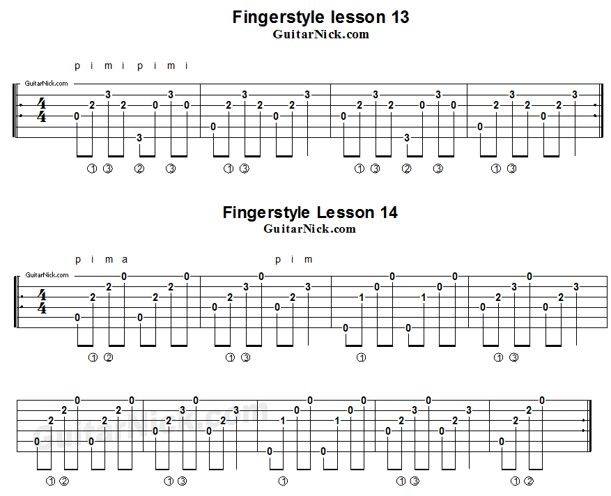 Fingerstyle lessons 13-14
