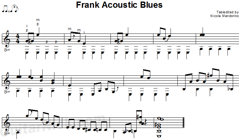 Frank Acoustic Blues - fingerstyle guitar sheet music