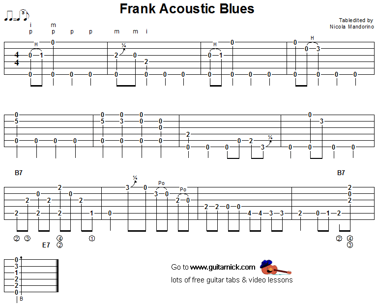 Frank Acoustic Blues - fingerstyle guitar tab