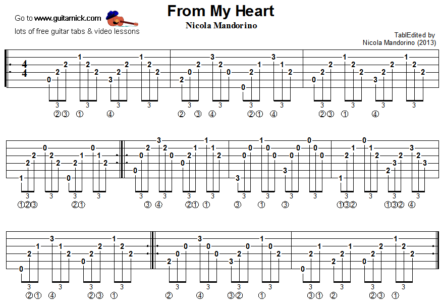From My Heart - guitar tablature 1