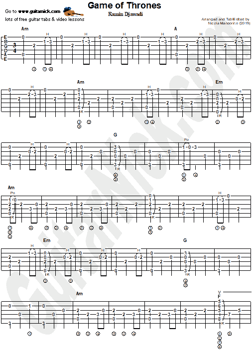 Game of Throne (theme) - fingerstyle guitar tab