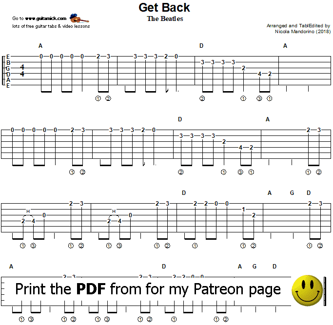 Get Back - PDF guitar tab