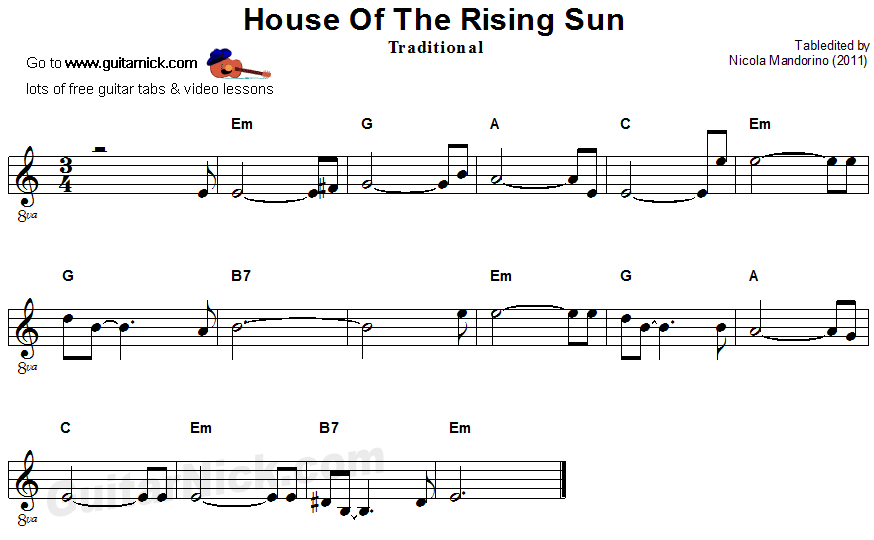 House Of The Rising Sun Easy Guitar Lesson Guitarnick Com,How To Organize Deep Bookshelves