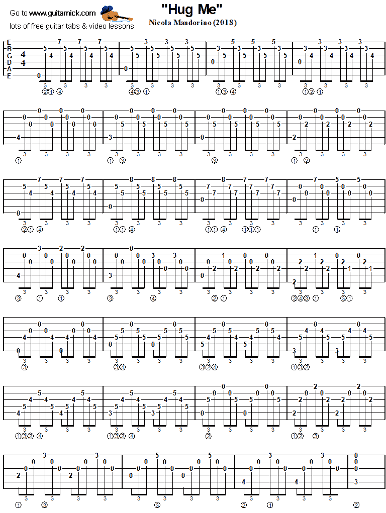 Hug Me by Nicola Mandorino - guitar tab 1