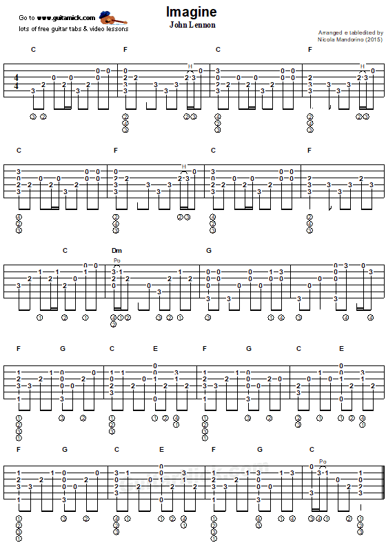 Imagine - Fingerstyle guitar tab