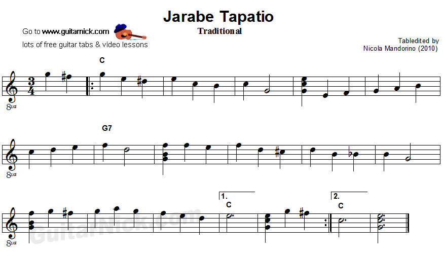 Jarabe Tapatio - easy guitar sheet music